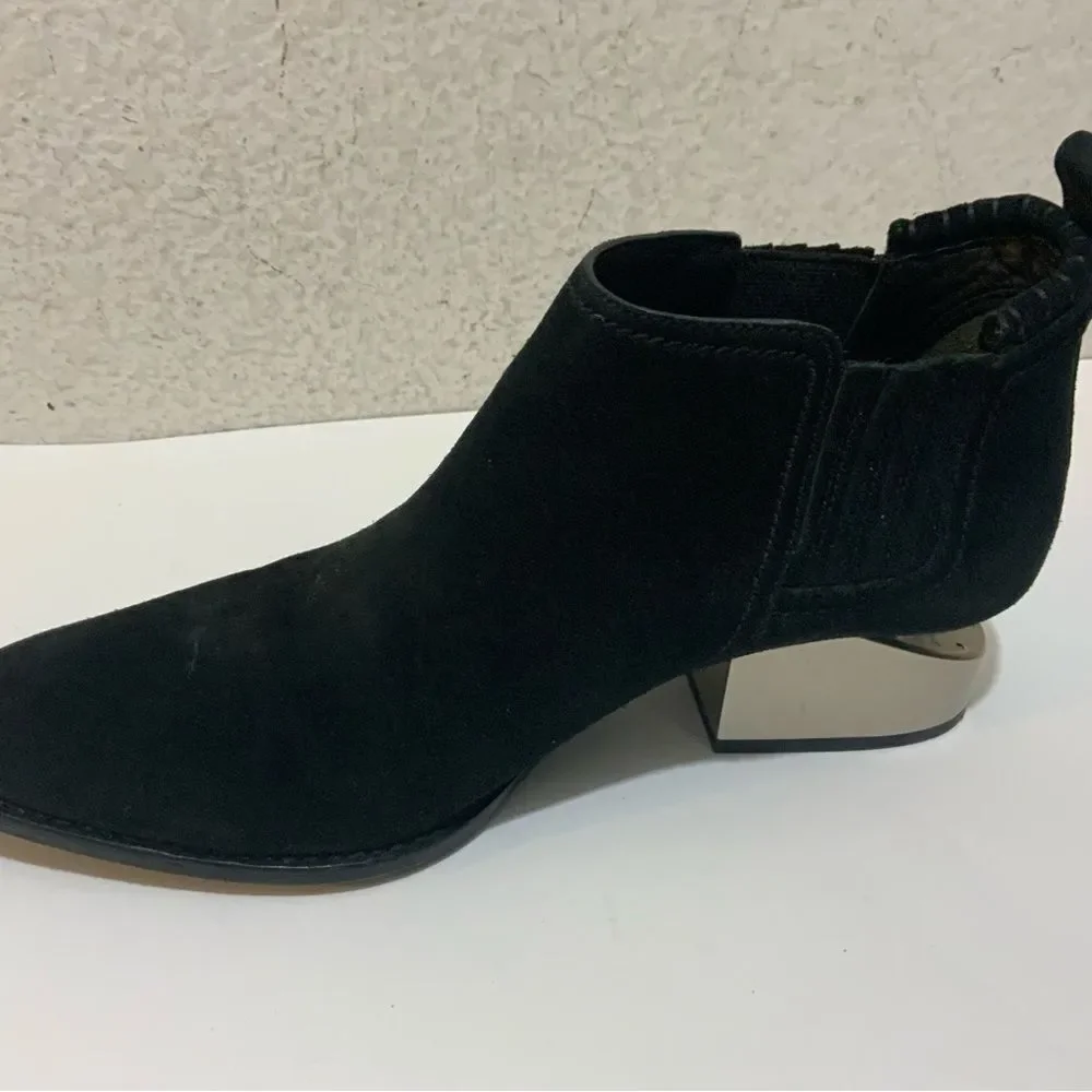 Alexander Wang Gabi Cut Out Boot 39.5 Black Suede Silver Metal Heel